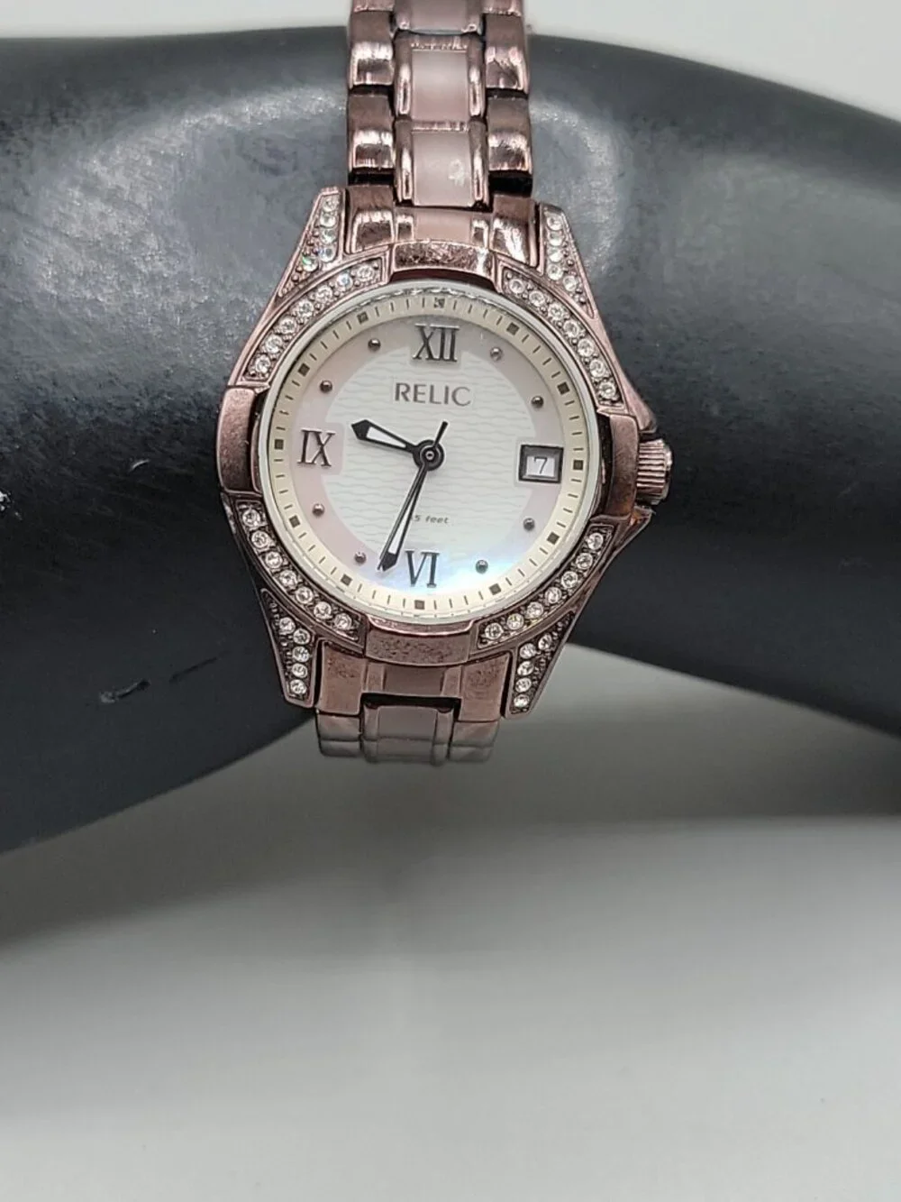 Relic Wet Ladies Watch Quartz Rhinestone MOP 26mm Chocolate Stainless 6